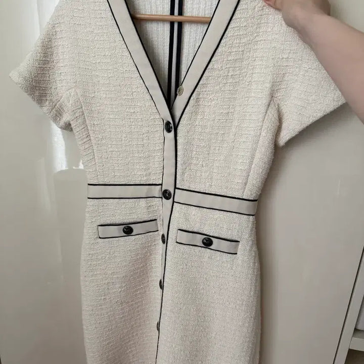 [BUNJANG] Maje Ivory Tweed Dress 36 / 마쥬 아이보리 트위드 원피스 36