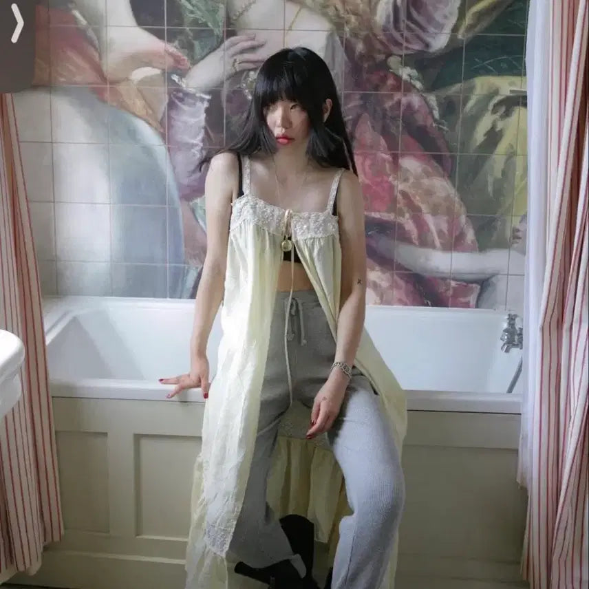 [BUNJANG] Freckle Layered Slip Dress (Cream) / [새상품] 프레클(Freckle) 레이어드 슬립 원피스 (크림)