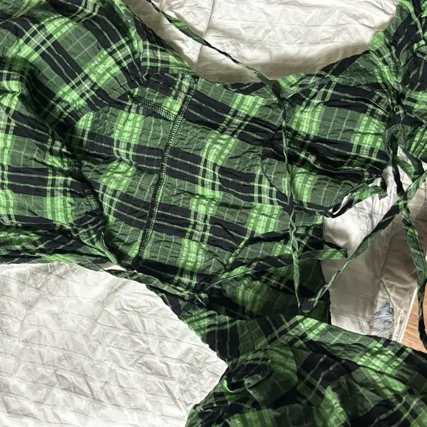 [BUNJANG] Shop Cider Green Check Strap Dress / 샾 사이다 그린 체크 끈 원피스