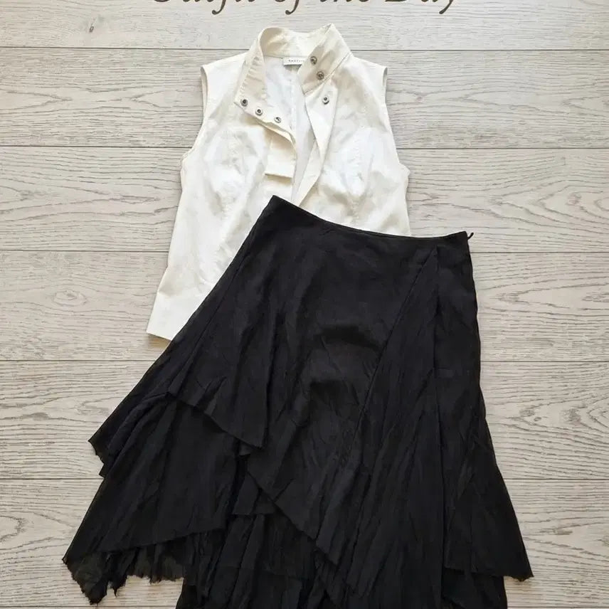 [SOLD OUT] DEMOO (데무) 블랙 언밸런스 캉캉 스커트
