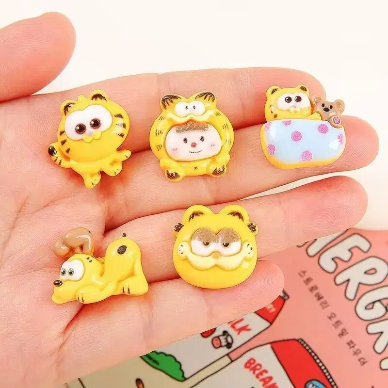 [BUNJANG] Garfield Cat Deco-den Parts (10 Pieces) / 귀여운 고양이 가필드 캐릭터  데코덴 파츠  탑꾸재료 10개당 랜덤