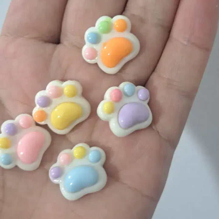 [BUNJANG] Color Cat Paw Deco Parts (10pcs) / 칼라 고양이 발바닥 데코덴 파츠  탑꾸재료 10개당 랜덤