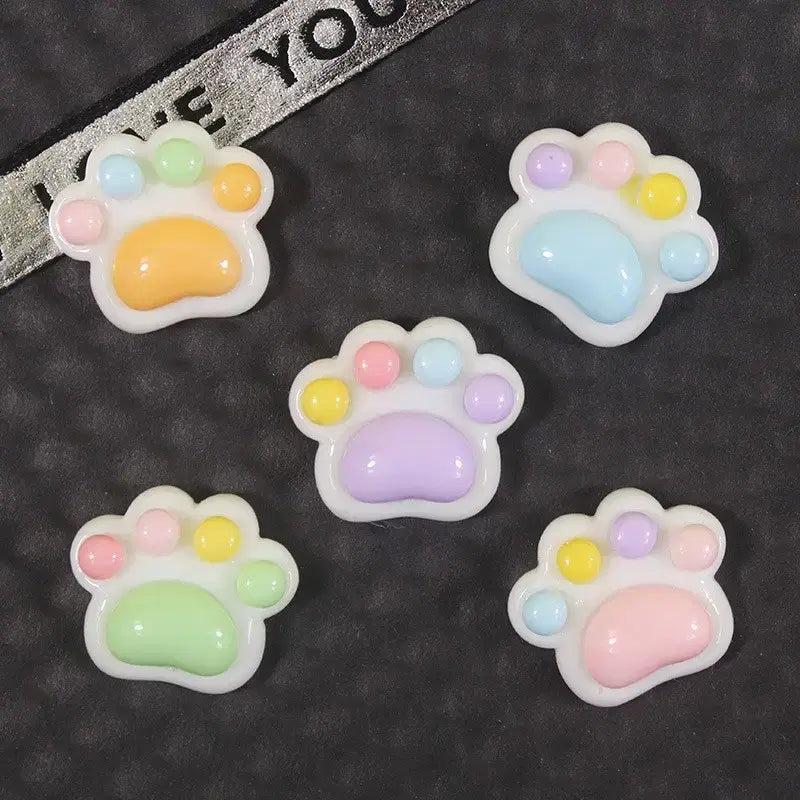 [BUNJANG] Color Cat Paw Deco Parts (10pcs) / 칼라 고양이 발바닥 데코덴 파츠  탑꾸재료 10개당 랜덤