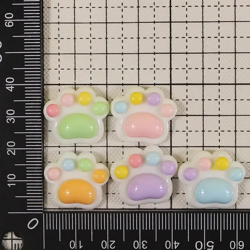 [BUNJANG] Color Cat Paw Deco Parts (10pcs) / 칼라 고양이 발바닥 데코덴 파츠  탑꾸재료 10개당 랜덤