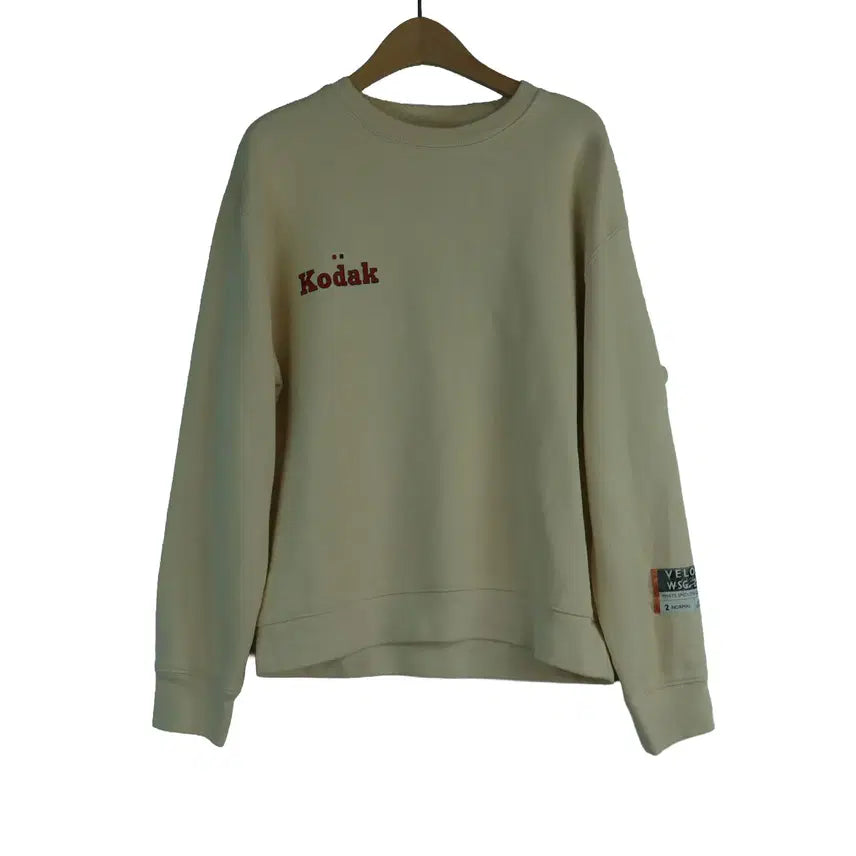 [BUNJANG] KODAK Big Logo Printed Oatmeal Beige Sweatshirt / 코닥 KODAK 정품 빅 로고 프린팅 맨투맨 오트밀 베이지 90