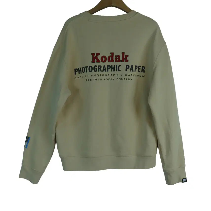 [BUNJANG] KODAK Big Logo Printed Oatmeal Beige Sweatshirt / 코닥 KODAK 정품 빅 로고 프린팅 맨투맨 오트밀 베이지 90