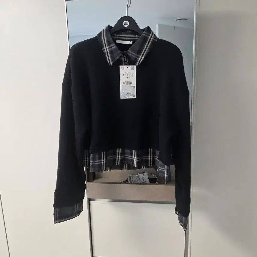 [BUNJANG] ZARA Layered Sweatshirt (Black) - Size S / 자라 블랙 레이어드 맨투맨 S사이즈