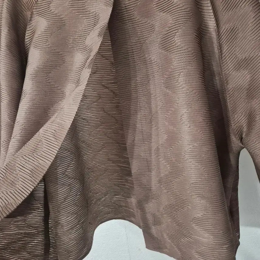 [BUNJANG] Pleats Round Neck Brown Jacket / 플리츠 라운드넥 브라운 자켓