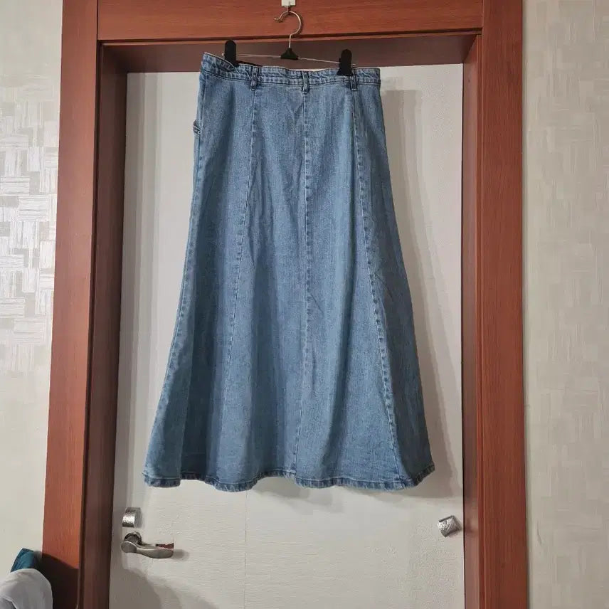 [BUNJANG] Denim A-Line Long Skirt / 청 데님 A라인 롱 스커트