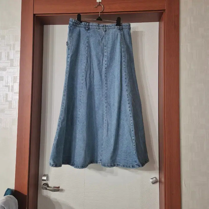 [BUNJANG] Denim A-Line Long Skirt / 청 데님 A라인 롱 스커트