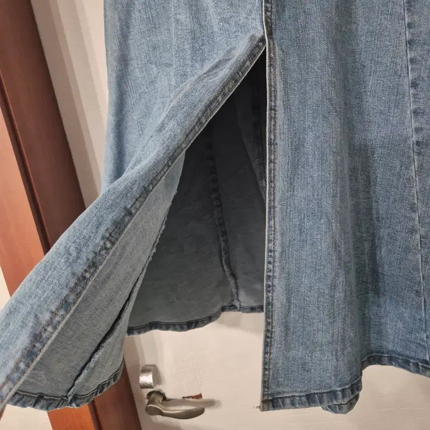 [BUNJANG] Denim A-Line Long Skirt / 청 데님 A라인 롱 스커트