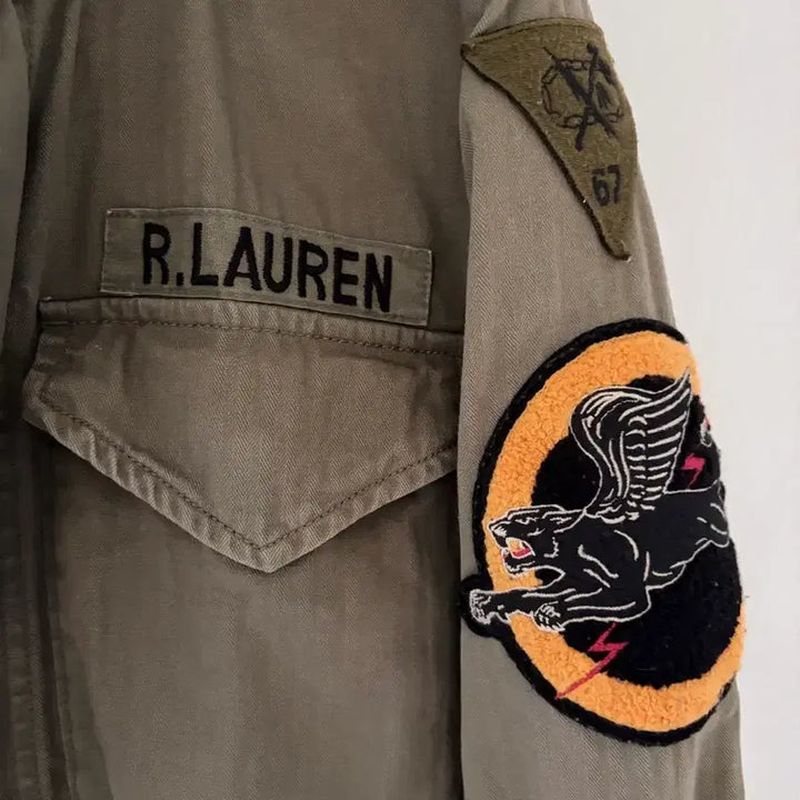 [BUNJANG] Polo D&amp;S Skull American Flag Flying Lion Patch M-65 Field Jacket / 폴로 D&amp;S 스컬 성조기 플라잉라이언 패치 야상