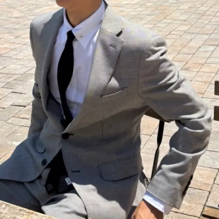 [BUNJANG] ZIG Grey Checkered Wool Suit Set / 지이크 모직원단 잔체크 그레이 정장 셋업 수트 100/78사이즈