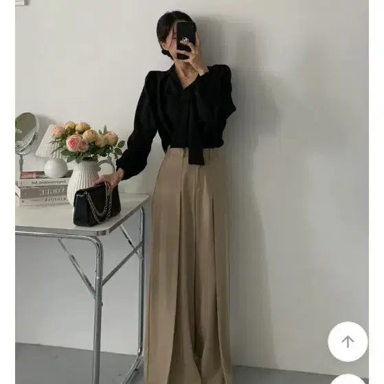 [BUNJANG] Avely High Waist Pleated Wide Pants / (에이블리) 하이웨스트 핀턱 플리츠 와이드 팬츠