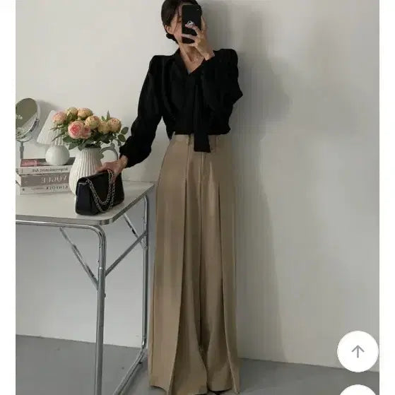 [BUNJANG] Avely High Waist Pleated Wide Pants / (에이블리) 하이웨스트 핀턱 플리츠 와이드 팬츠