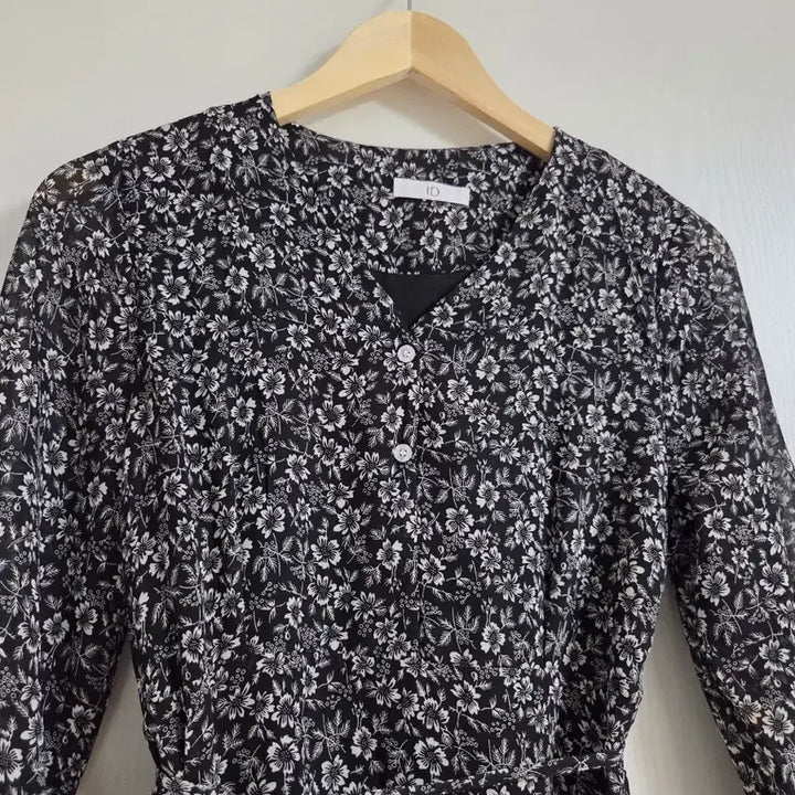 [BUNJANG] Floral Black Chiffon Long Dress / 플라워  블랙 쉬폰원피스