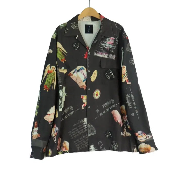 [BUNJANG] WRND Graphic Print Shirt - Black - Loose Fit / WRND 워너드 정품 그래픽 프린팅 셔츠 블랙 FREE 루즈핏 남방