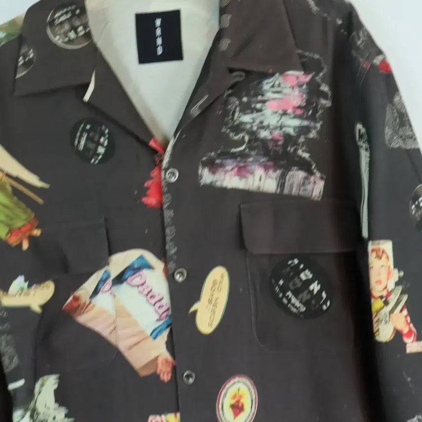 [BUNJANG] WRND Graphic Print Shirt - Black - Loose Fit / WRND 워너드 정품 그래픽 프린팅 셔츠 블랙 FREE 루즈핏 남방