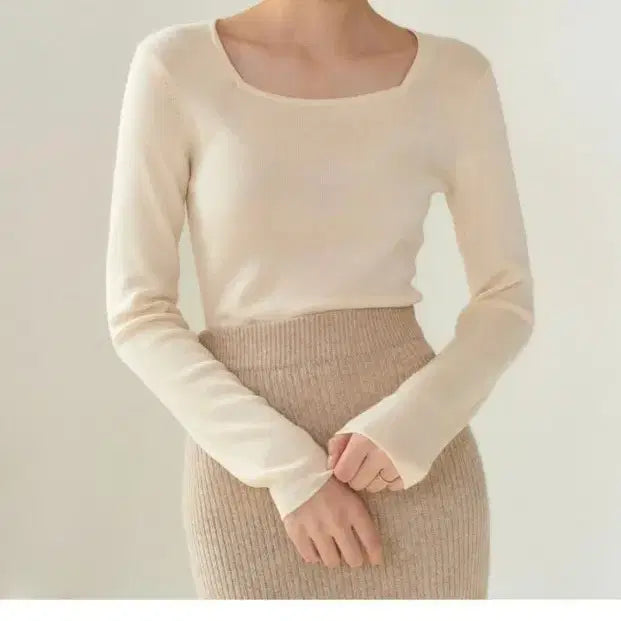 [BUNJANG] Sie Square Neck Knit Top / 시에(sie)슈어 스퀘어넥 니트(프리 레몬)