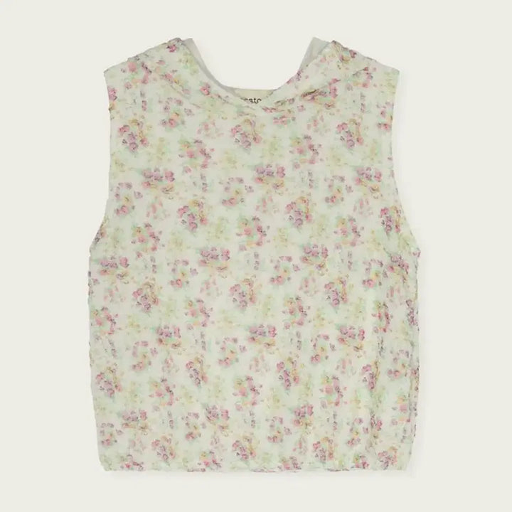 [BUNJANG] Pesto Floral Sleeveless Hooded Top / Pesto 페스토 플로럴 슬리브리스 후디드 탑 캔디