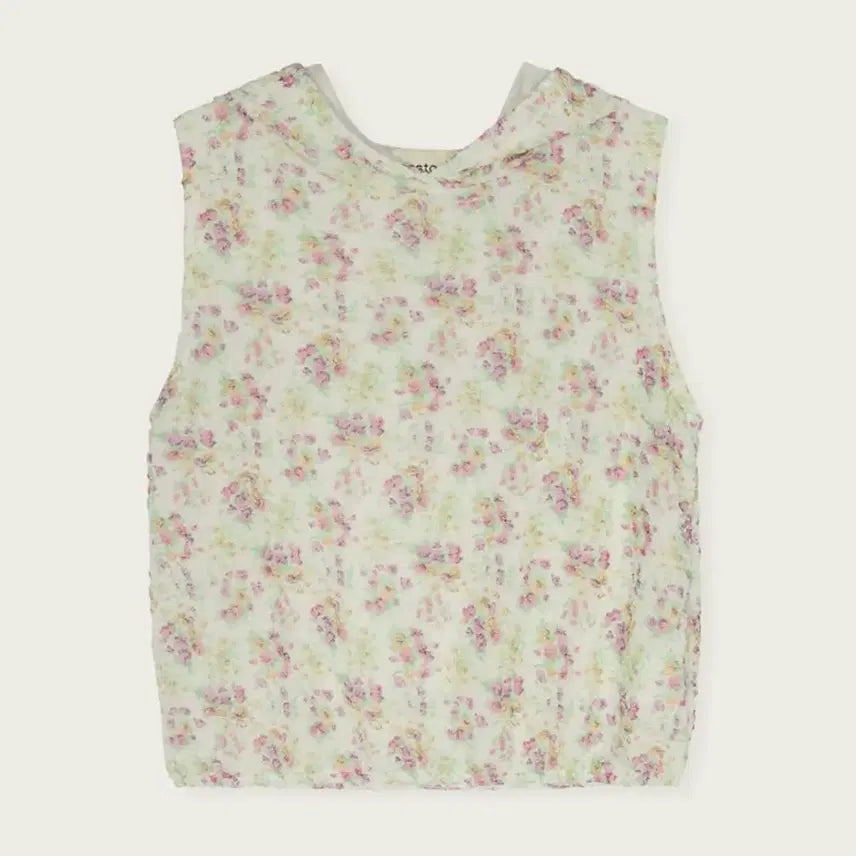 [BUNJANG] Pesto Floral Sleeveless Hooded Top / Pesto 페스토 플로럴 슬리브리스 후디드 탑 캔디