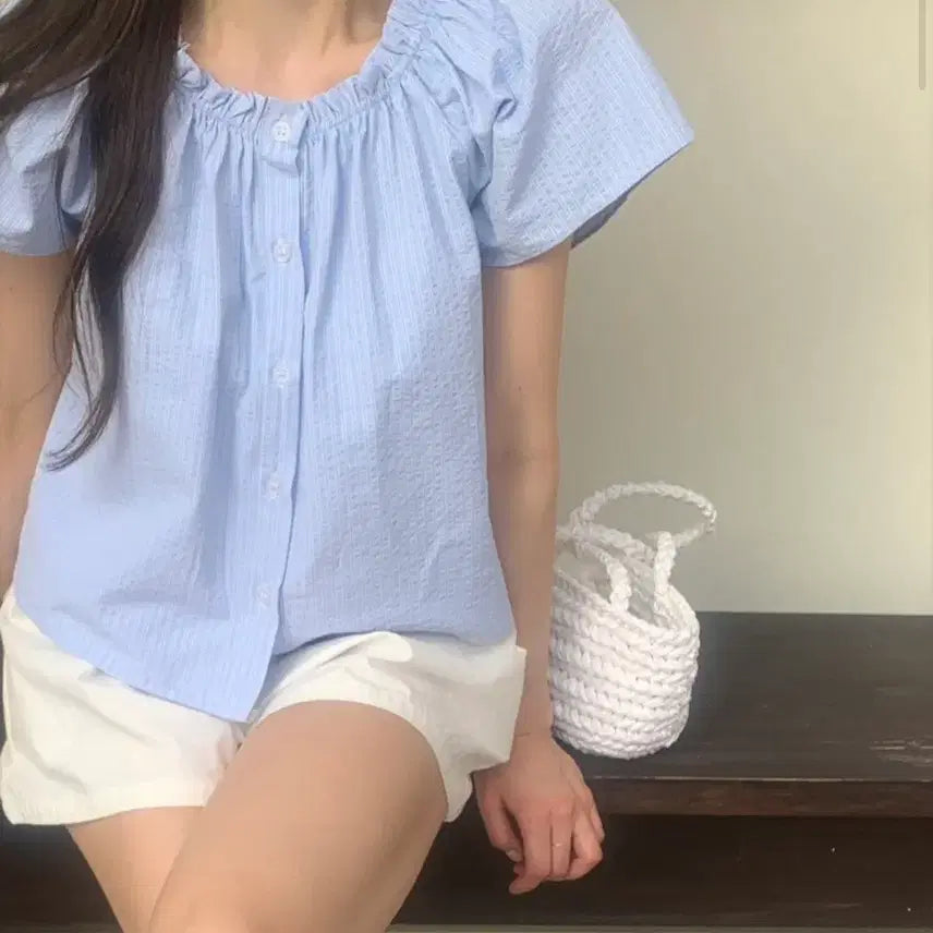 [BUNJANG] Short Sleeve Blouse / 반팔 블라우스