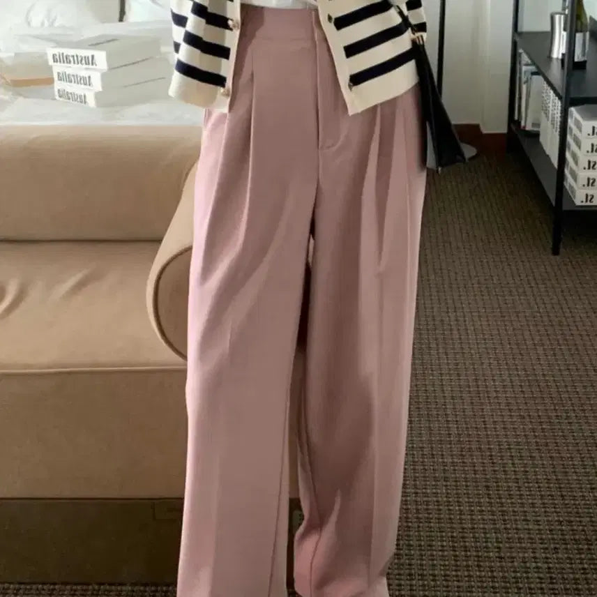[BUNJANG] Libre Summer Bold Pink Wide Slacks Pants S / 리브레 썸머 볼드 핑크 와이드 슬랙스 팬츠 S