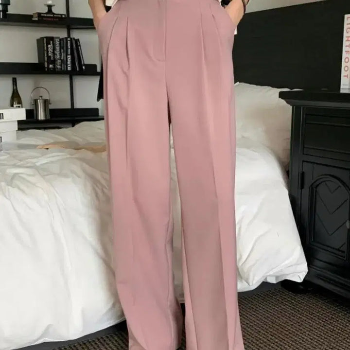 [BUNJANG] Libre Summer Bold Pink Wide Slacks Pants S / 리브레 썸머 볼드 핑크 와이드 슬랙스 팬츠 S