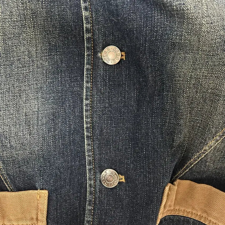 [BUNJANG] Guess Washed Denim Work Jacket / 게스 진 배색 워싱 워크 청자켓