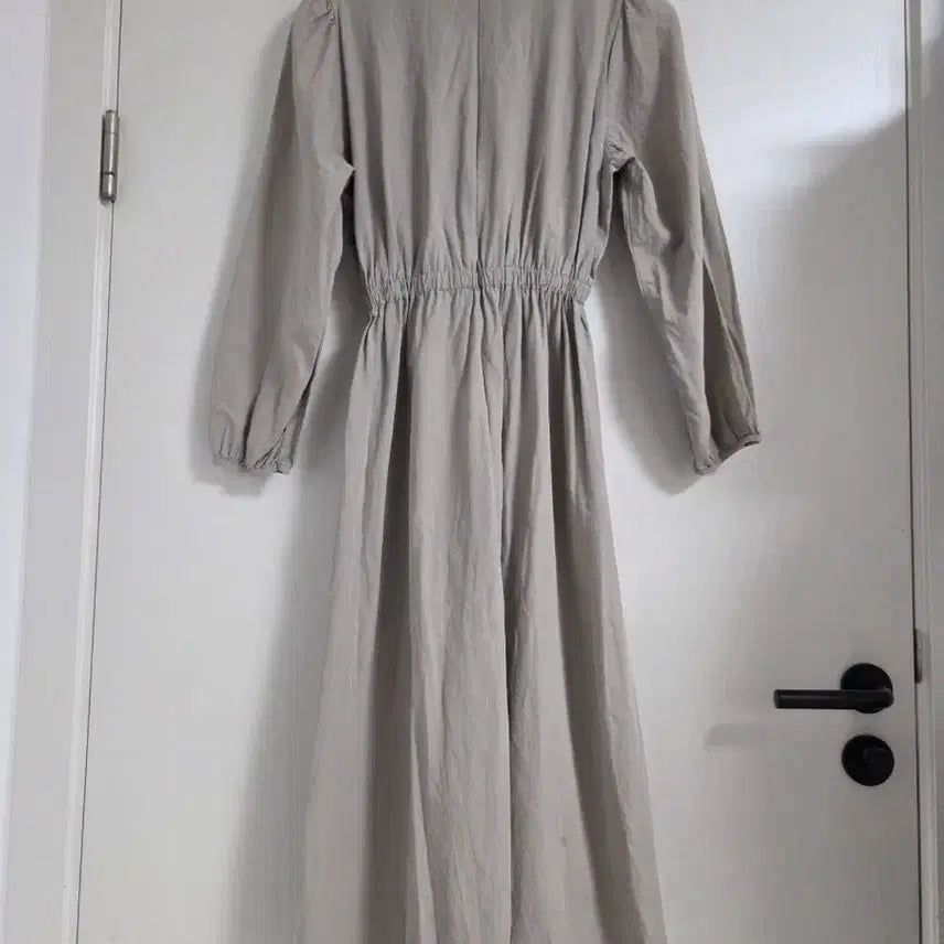 [BUNJANG] Gray Shirring Long Dress / 셔링 롱원피스 그레이 원피스