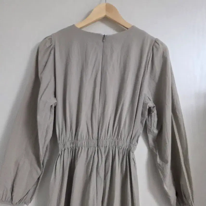 [BUNJANG] Gray Shirring Long Dress / 셔링 롱원피스 그레이 원피스