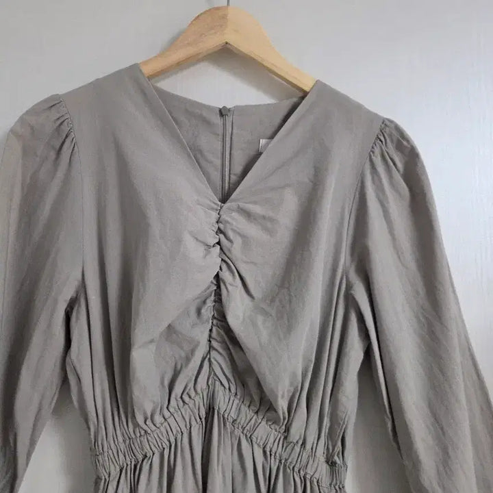 [BUNJANG] Gray Shirring Long Dress / 셔링 롱원피스 그레이 원피스