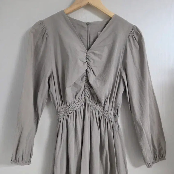 [BUNJANG] Gray Shirring Long Dress / 셔링 롱원피스 그레이 원피스