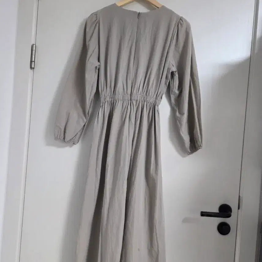 [BUNJANG] Gray Shirring Long Dress / 셔링 롱원피스 그레이 원피스