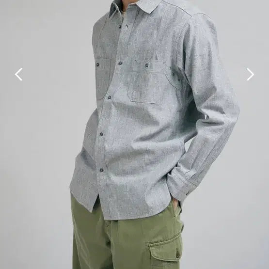 [BUNJANG] Nigel Cabourn Medical Chambray Shirt Salt &amp; Pepper XXL / 나이젤카본 메디컬 샴브레이셔츠 솔트&amp;페퍼 54 XXL 새제품