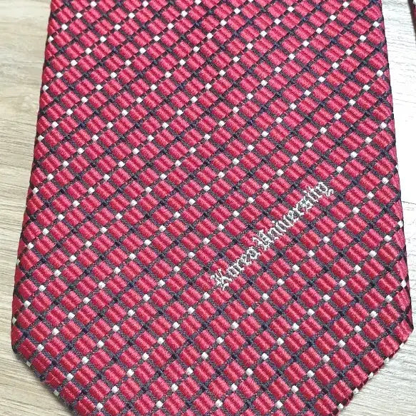 [BUNJANG] Korea University Red Pattern Tie / Korea University 넥타이 레드 패턴