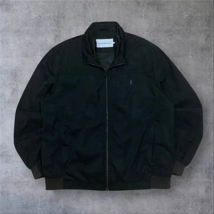 [BUNJANG] Calvin Klein Small Logo Black Blouson Jacket / 캘빈클라인 스몰 로고 블랙 블루종 자켓