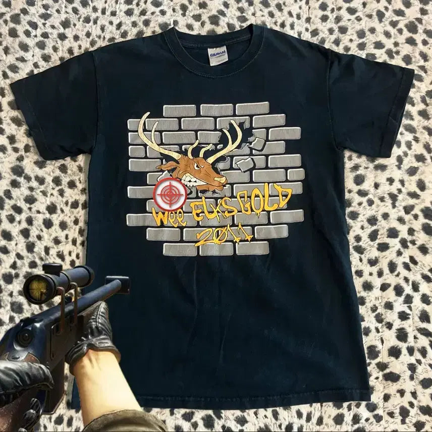 [SOLD OUT] 길단 GILDAN 사의 Moose 사슴 티셔츠 여성 S 구제 빈티지