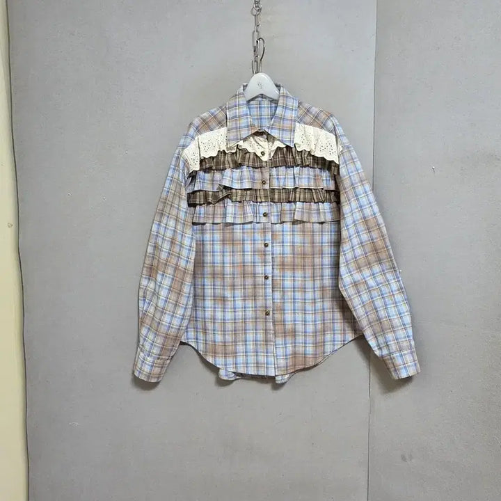 [BUNJANG] FF Frill Check Blouse / 프릴이쁜체크 블라우스 FF   n4613