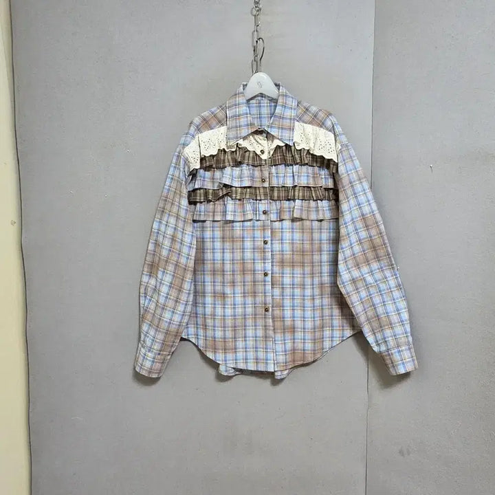 [BUNJANG] FF Frill Check Blouse / 프릴이쁜체크 블라우스 FF   n4613