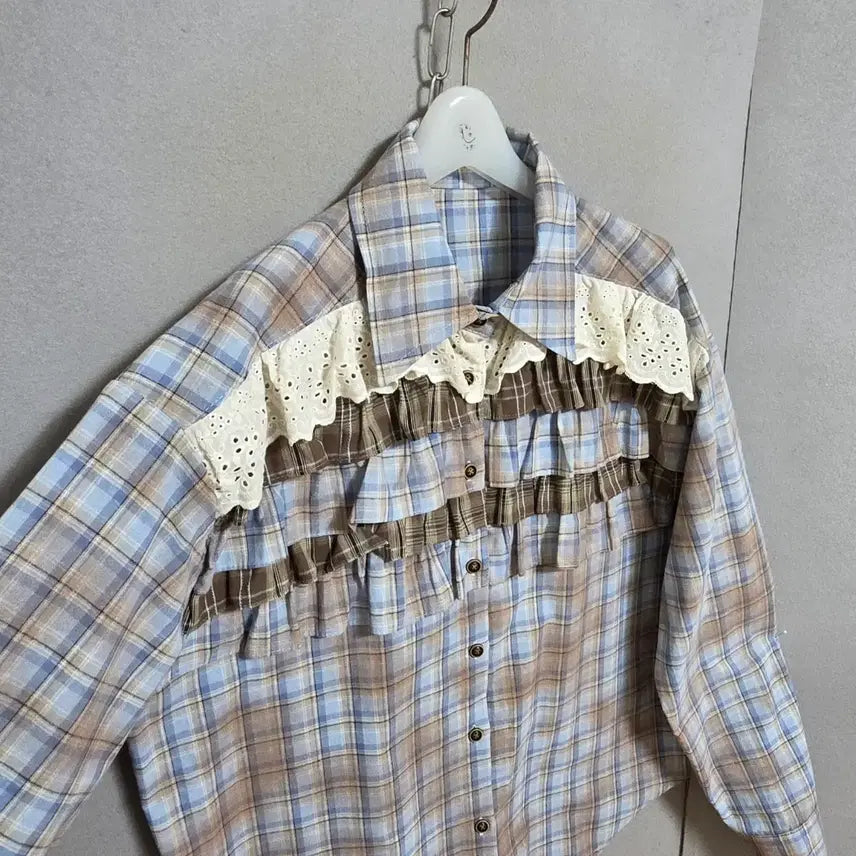 [BUNJANG] FF Frill Check Blouse / 프릴이쁜체크 블라우스 FF   n4613