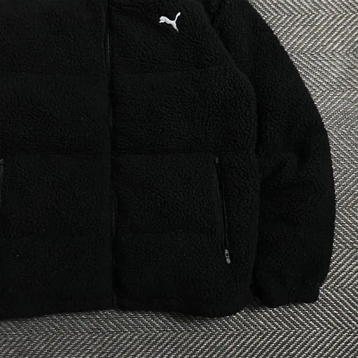 [BUNJANG] Puma Embroidered Logo Duck Down Puffer Sherpa Fleece Jacket Black / 퓨마 자수로고 덕다운 푸퍼 쉐르파 플리스 패딩 블랙o 5340