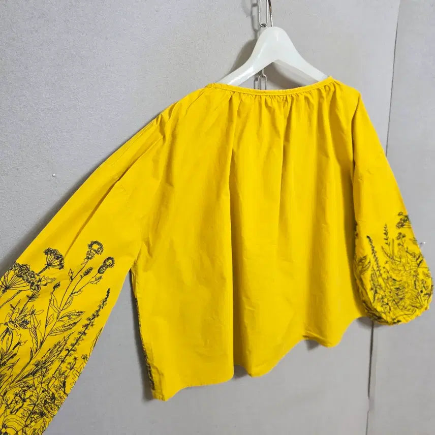 [BUNJANG] FF Mustard Yellow Blouse / 수무늬이쁜 블라우스 FF   n4614