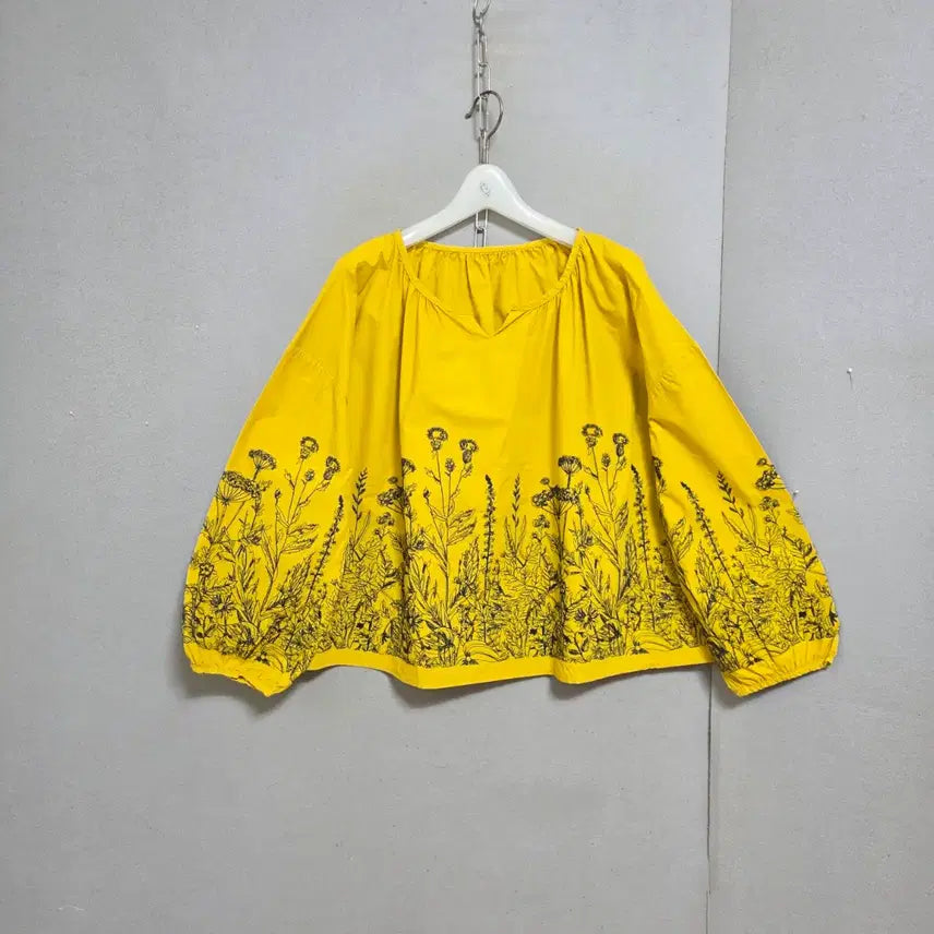[BUNJANG] FF Mustard Yellow Blouse / 수무늬이쁜 블라우스 FF   n4614
