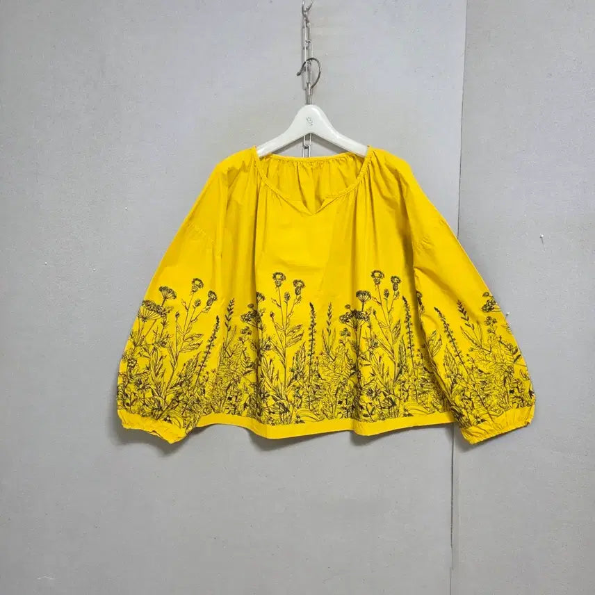 [BUNJANG] FF Mustard Yellow Blouse / 수무늬이쁜 블라우스 FF   n4614