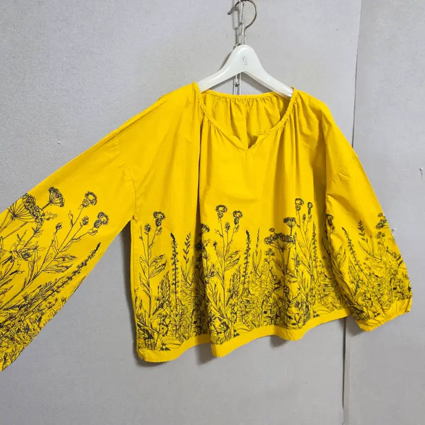 [BUNJANG] FF Mustard Yellow Blouse / 수무늬이쁜 블라우스 FF   n4614