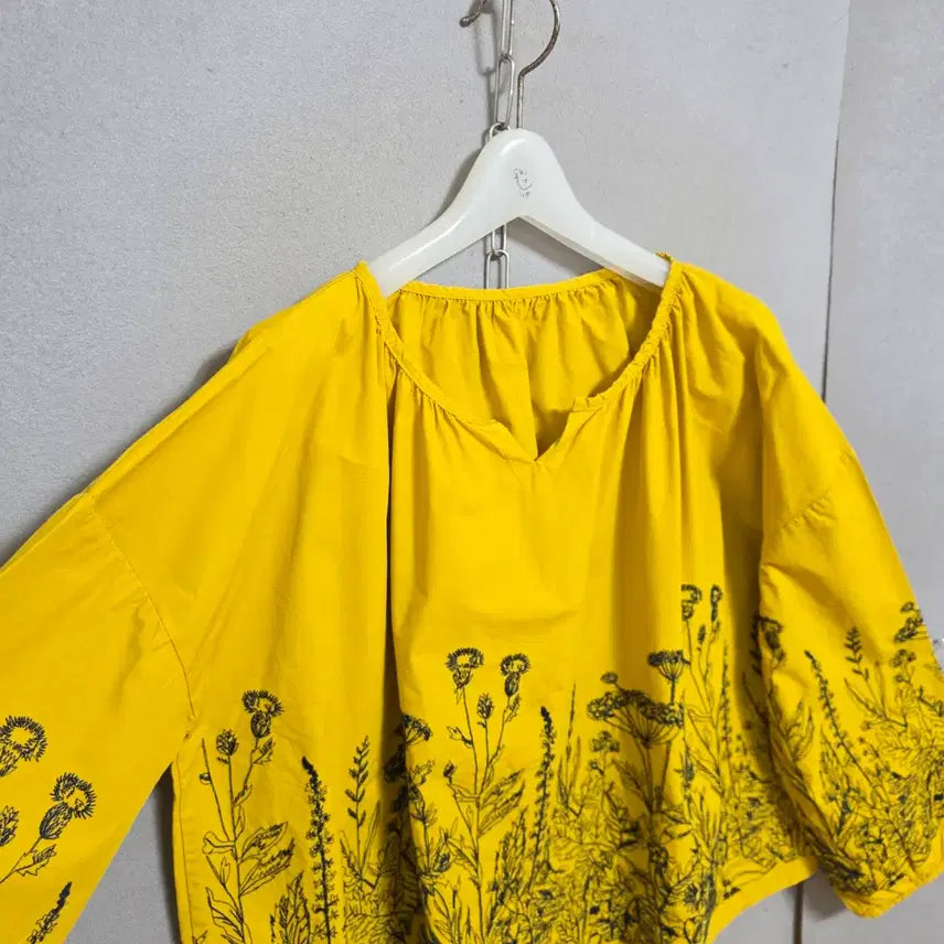 [BUNJANG] FF Mustard Yellow Blouse / 수무늬이쁜 블라우스 FF   n4614