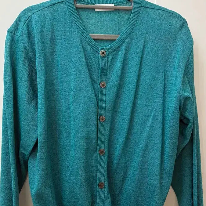 [BUNJANG] How You Loose Linen Cardigan - Teal / 하우유 루즈 버튼 린넨 가디건 청록