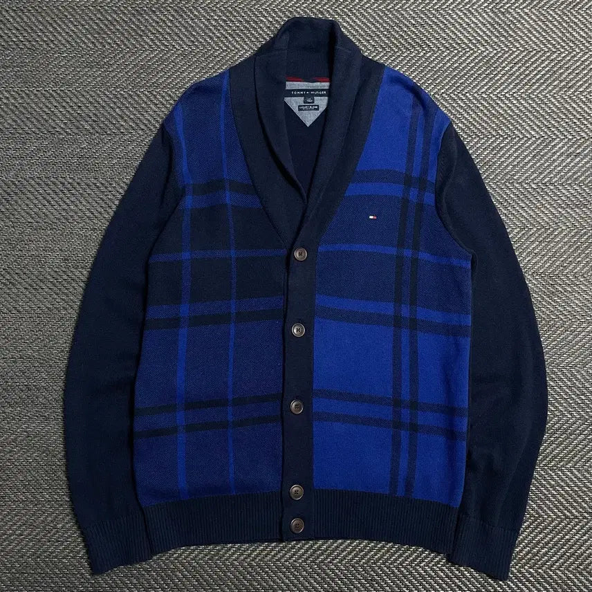 [BUNJANG] Tommy Hilfiger Embroidered Logo Check Pattern Cardigan / 타미힐피거 자수로고 체크 패턴 가디건o 5342