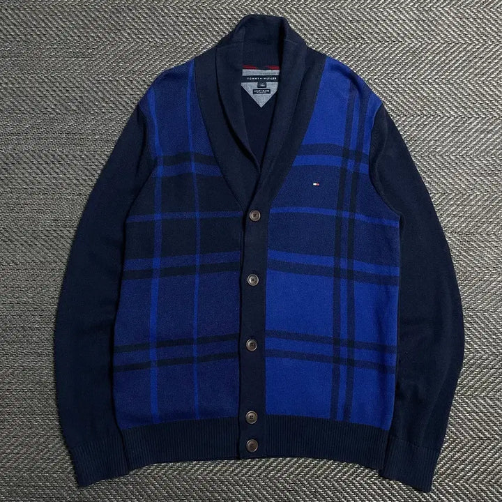 [BUNJANG] Tommy Hilfiger Embroidered Logo Check Pattern Cardigan / 타미힐피거 자수로고 체크 패턴 가디건o 5342